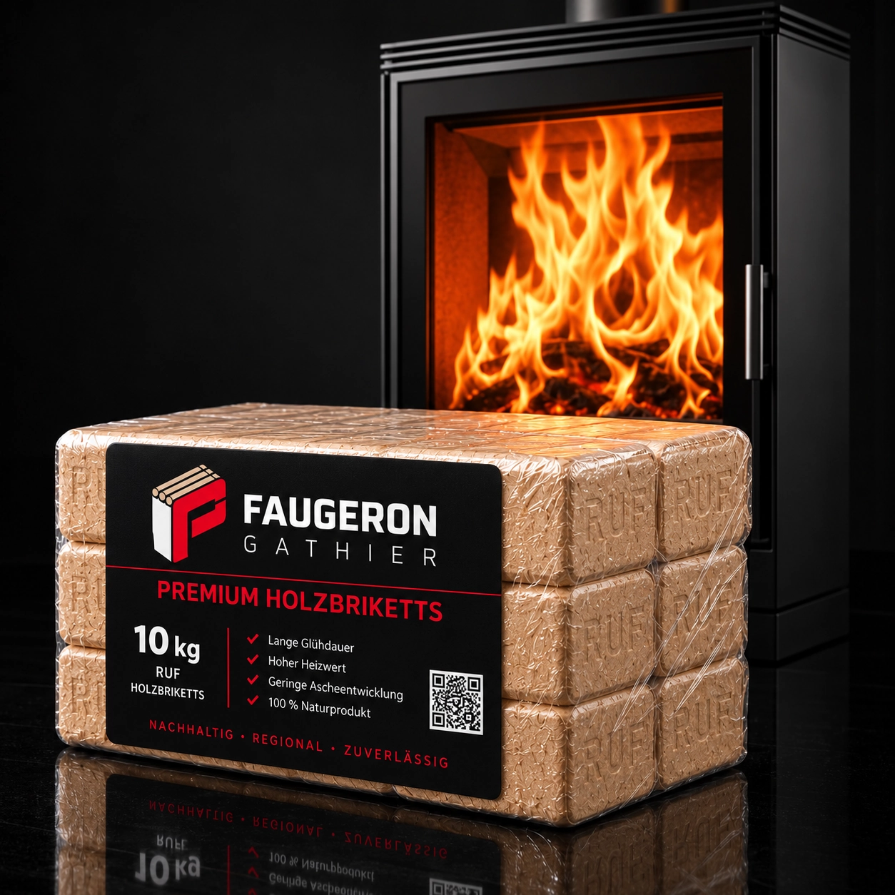 Hartholzbriketts Buche/Eiche – Hardcubes 480 kg Halbpalette (48 × 10 kg) – Image 2