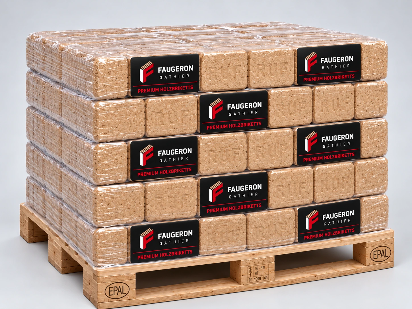 Hartholzbriketts Buche/Eiche – Hardcubes 480 kg Halbpalette (48 × 10 kg)