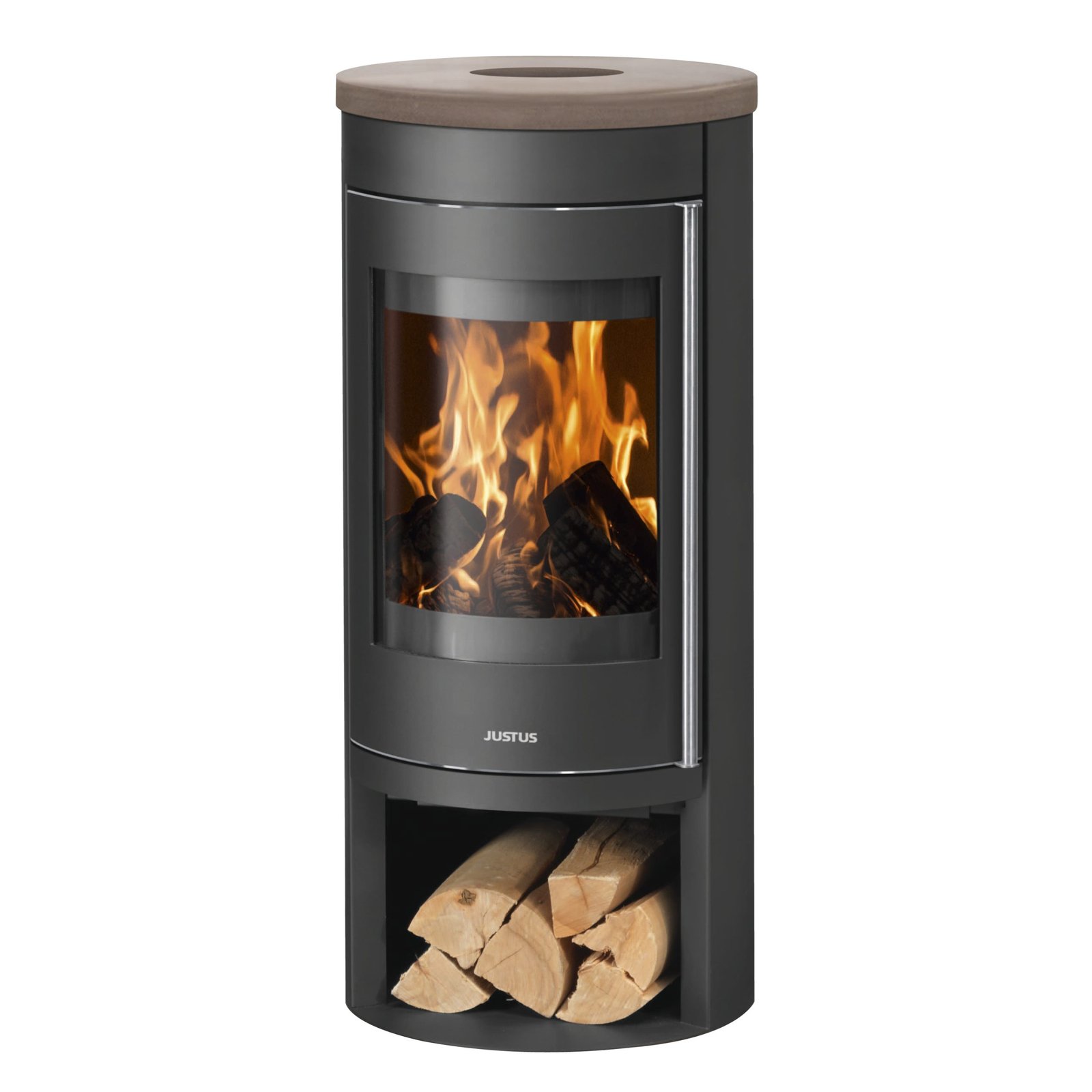 JUSTUS Mino 2.0 Kaminofen 5,5 kW – Keramik Grappa/Schwarz