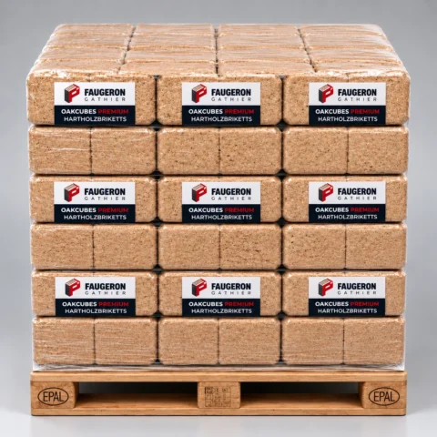 Eichenholzbriketts eckig – Oakcubes 960 kg Palette (96 × 10 kg)