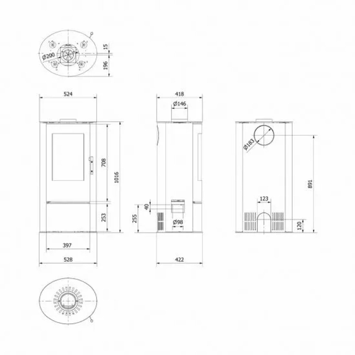ILDNORD LOKI Kaminofen 5,5 kW – Stahl Schwarz – Sichtscheibe