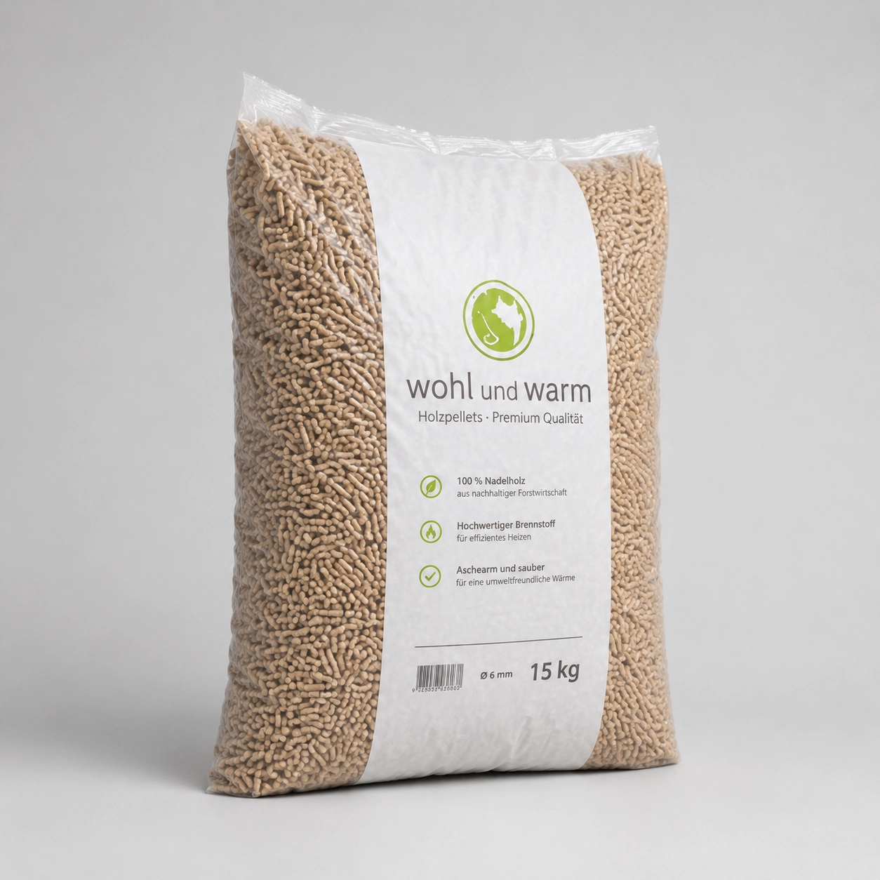 wohl und warm Holzpellets 6 mm – 15-kg-Sack