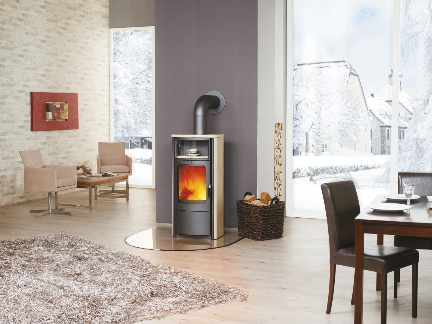 Hark Dauerbrand Kaminofen Opera-B Creme 7 kW mit Automatik – Image 2