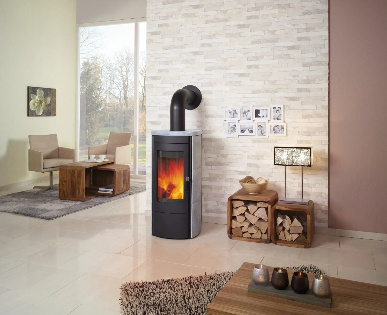 Hark Dauerbrand-Kaminofen Tiamo EX Schwarz Naturstein Grau 6 kW – Image 2