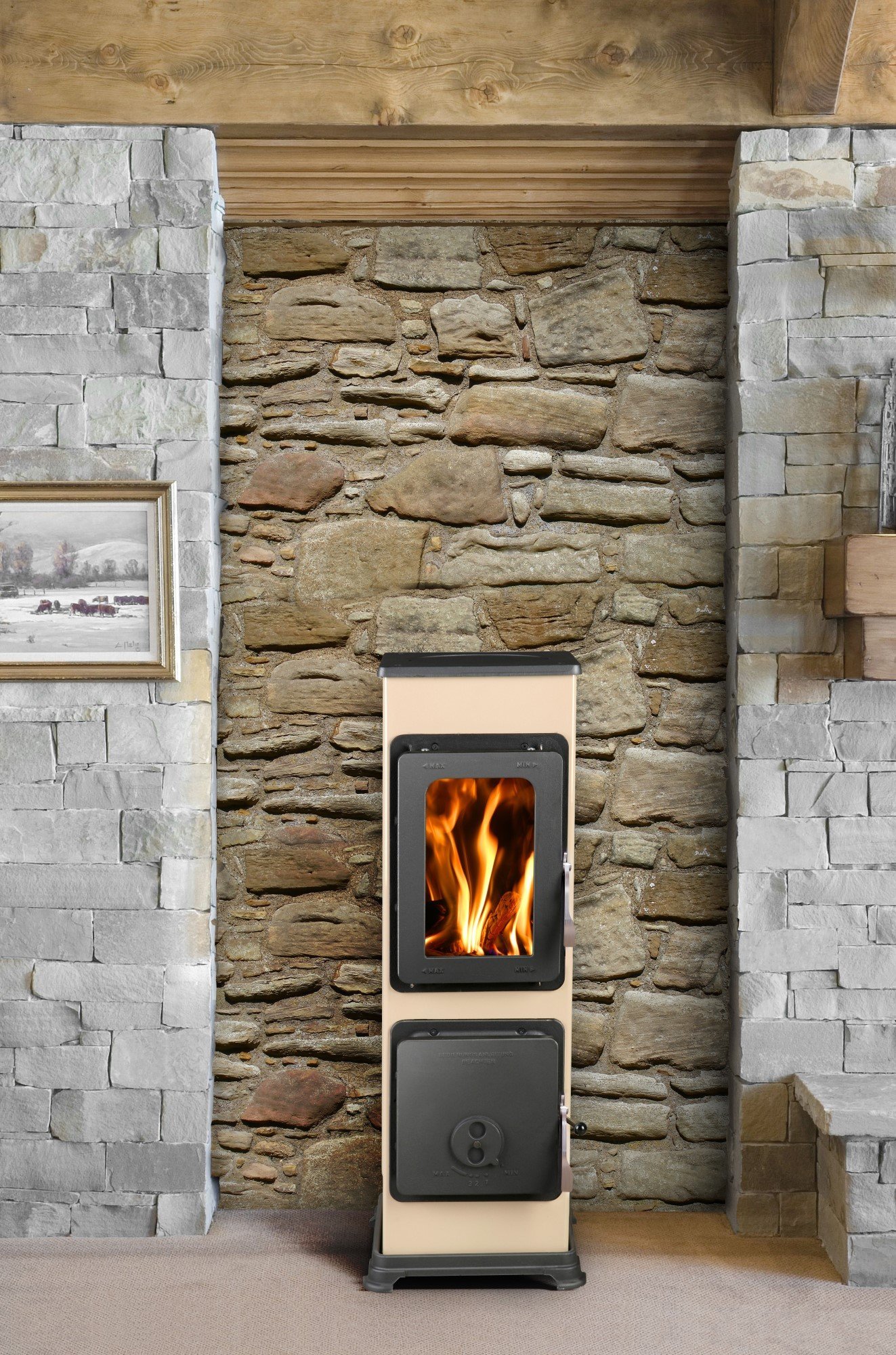 Thorma Bozen AT Dauerbrandofen 5,5 kW – Emaille Cappuccino – Image 2